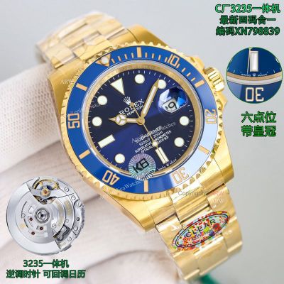 Clean Factory Rolex Submariner 3235 Blue Face Watch 41mm 